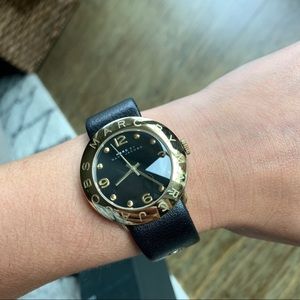 Marc by Marc Jacobs black leather watch